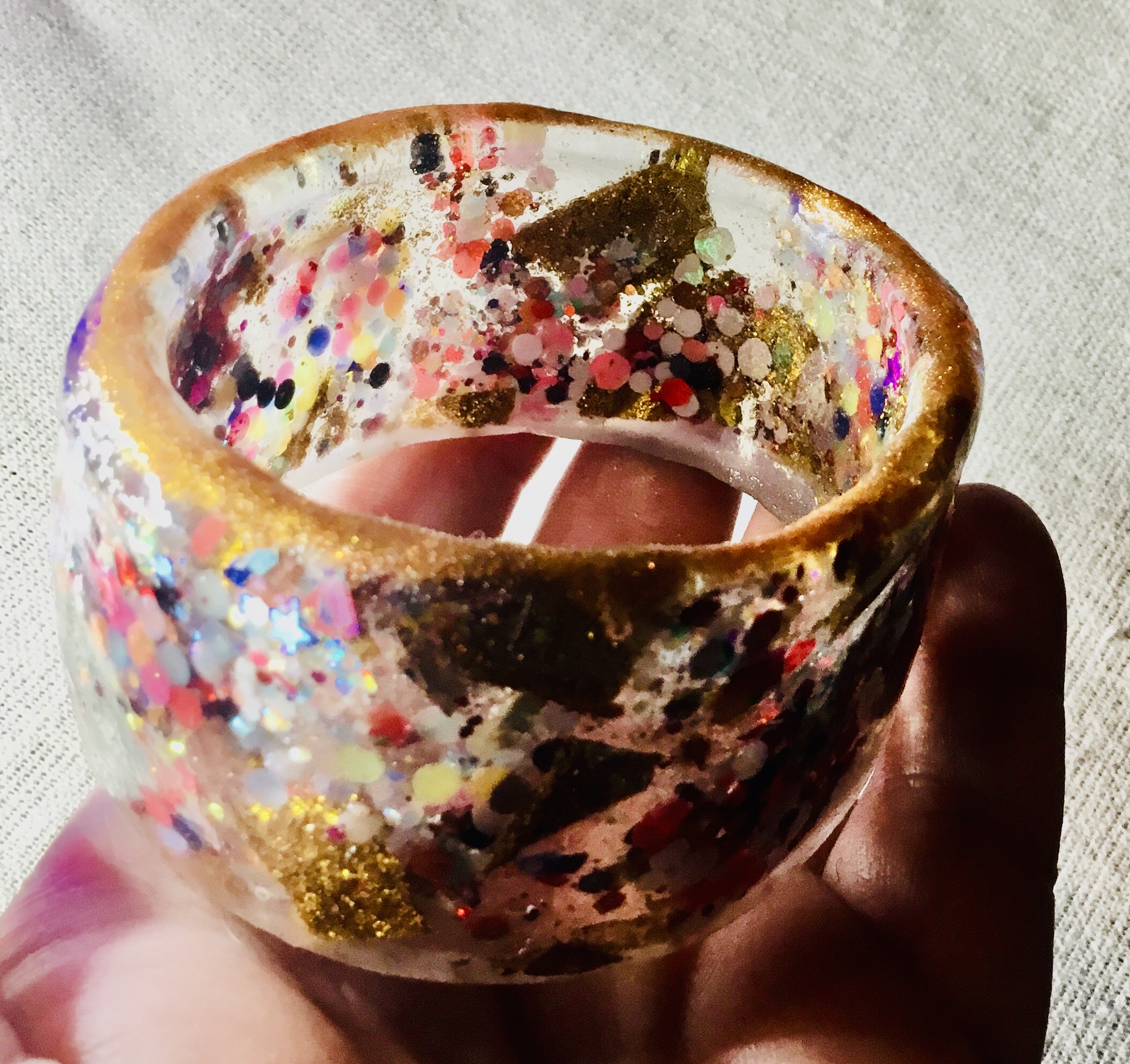 Colourful glitter resin bangle