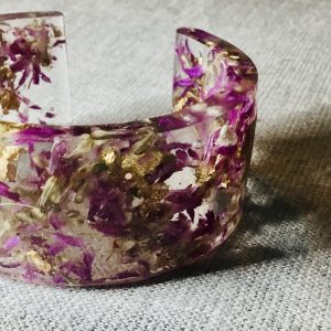 Pink rose colour petals & golden foil bangle set Pink rose colour petals & golden foil bangle set