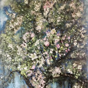 Apple blossom original oil painting large canvas