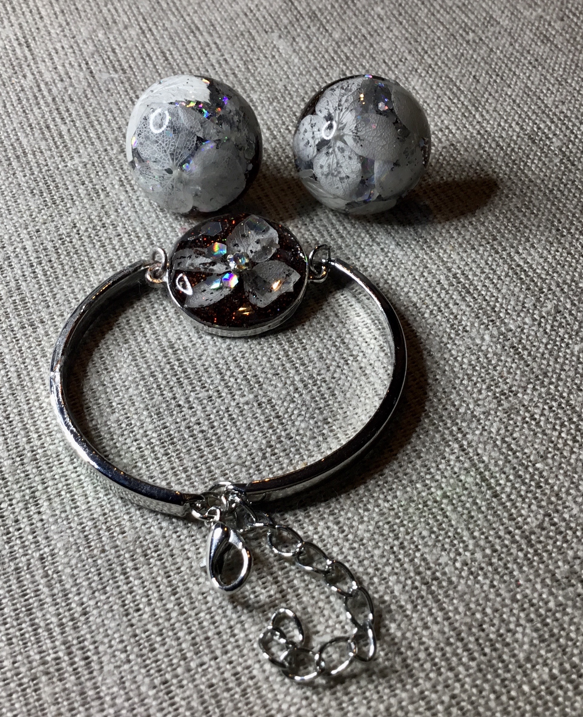 White hortensias Customized jewelry set