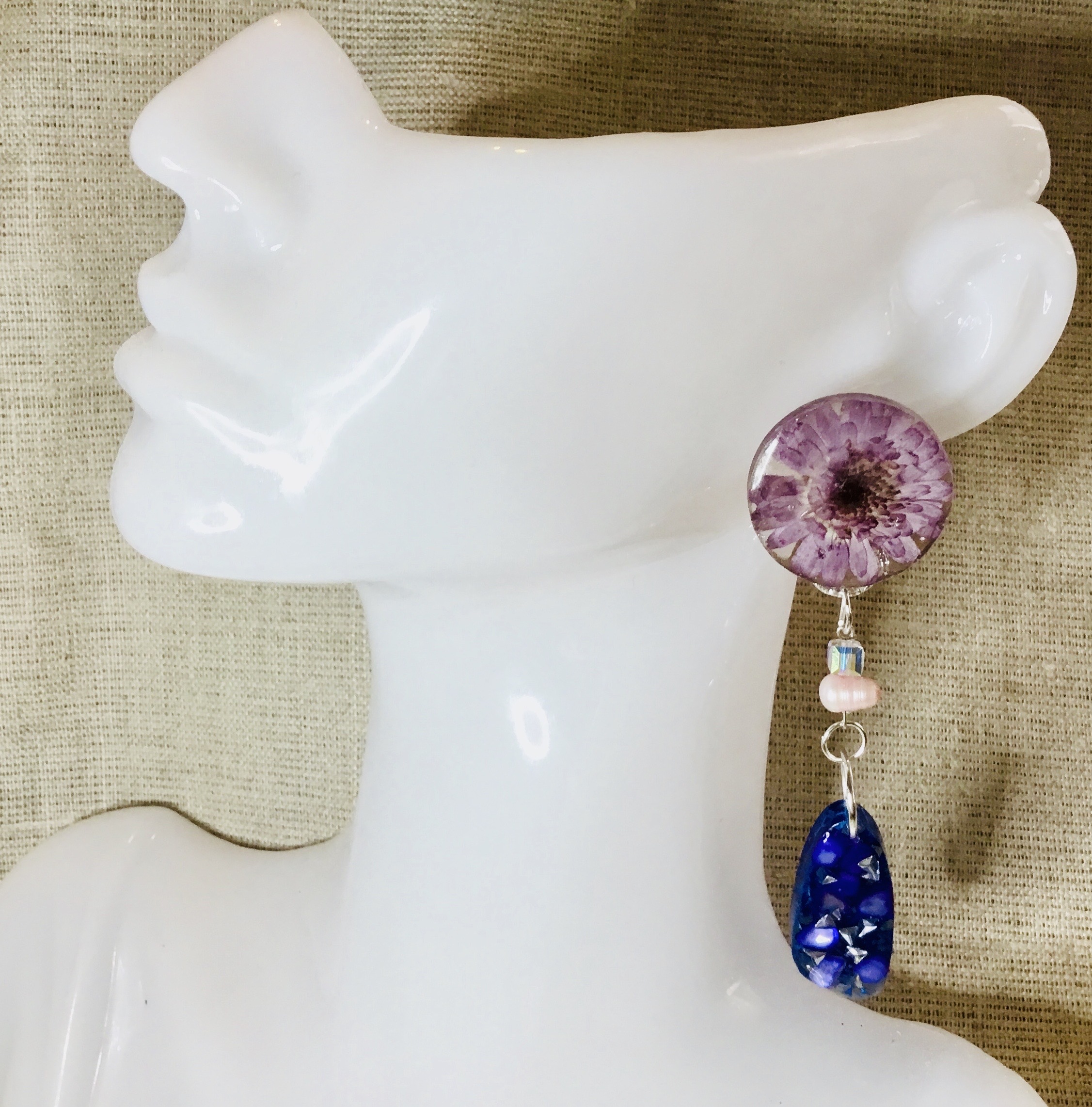 Chrysanthemums bangle and earrings jewelry set