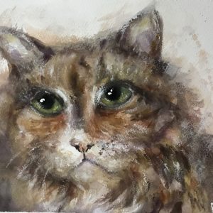 Matylda cat original watercolor painting