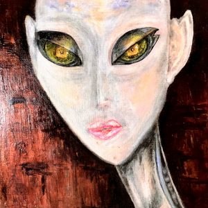 Original Alien Portrait on Stretched Canvas