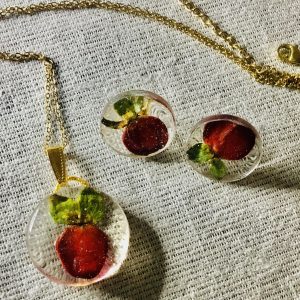 Cherry apple flowers jewelry set