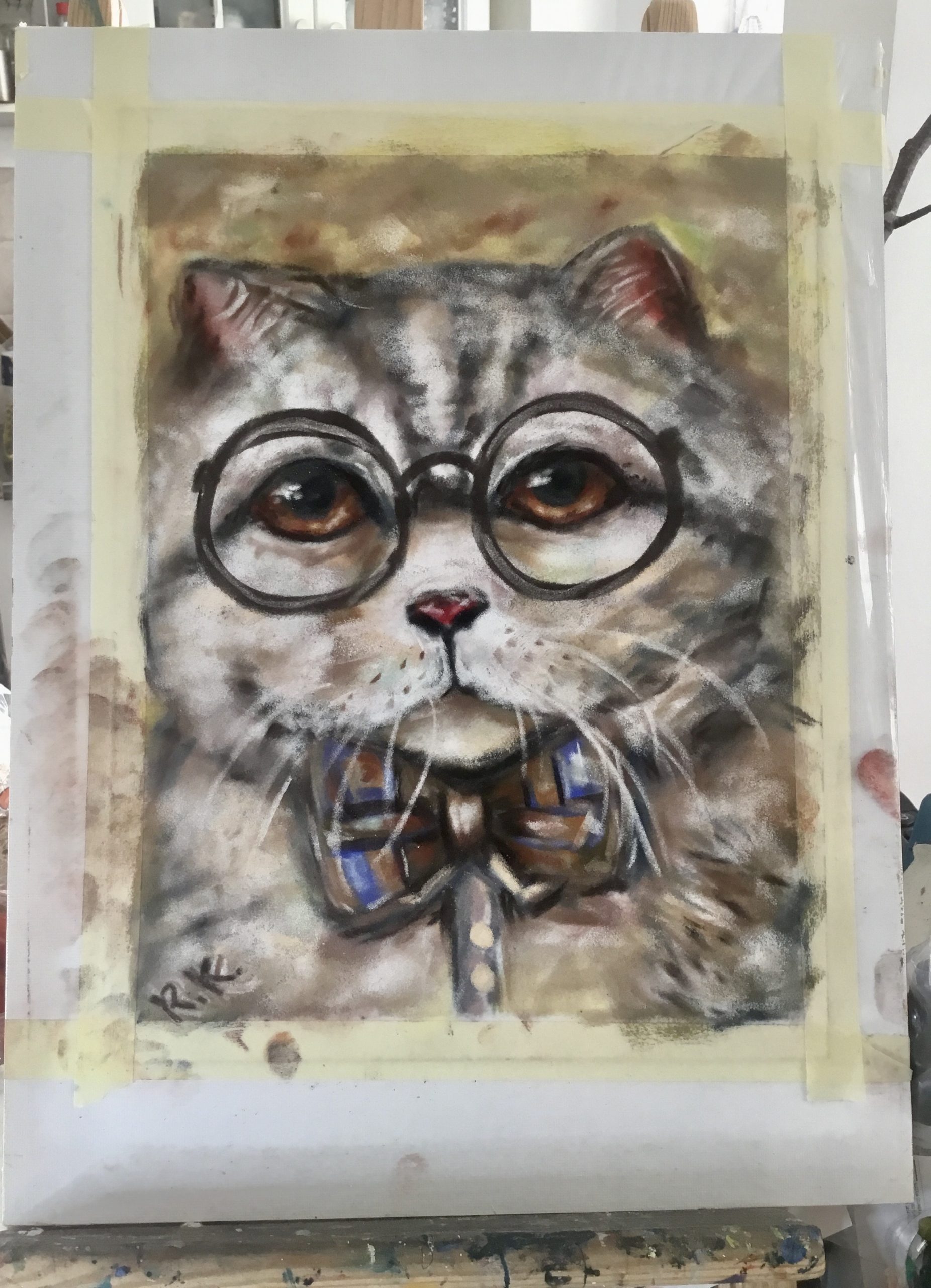 Leopold-cat in glasses painting