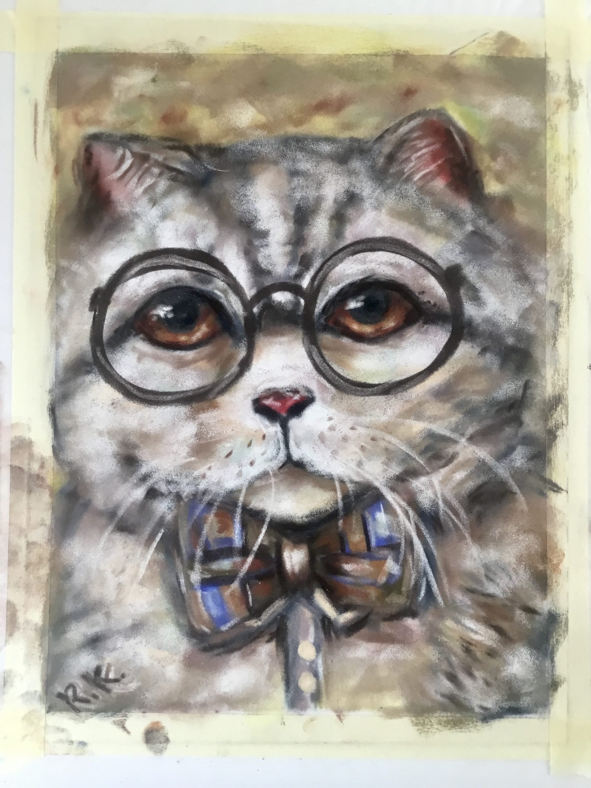 Leopold-cat in glasses painting