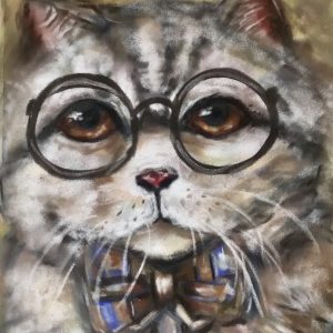Leopold-cat in glasses painting