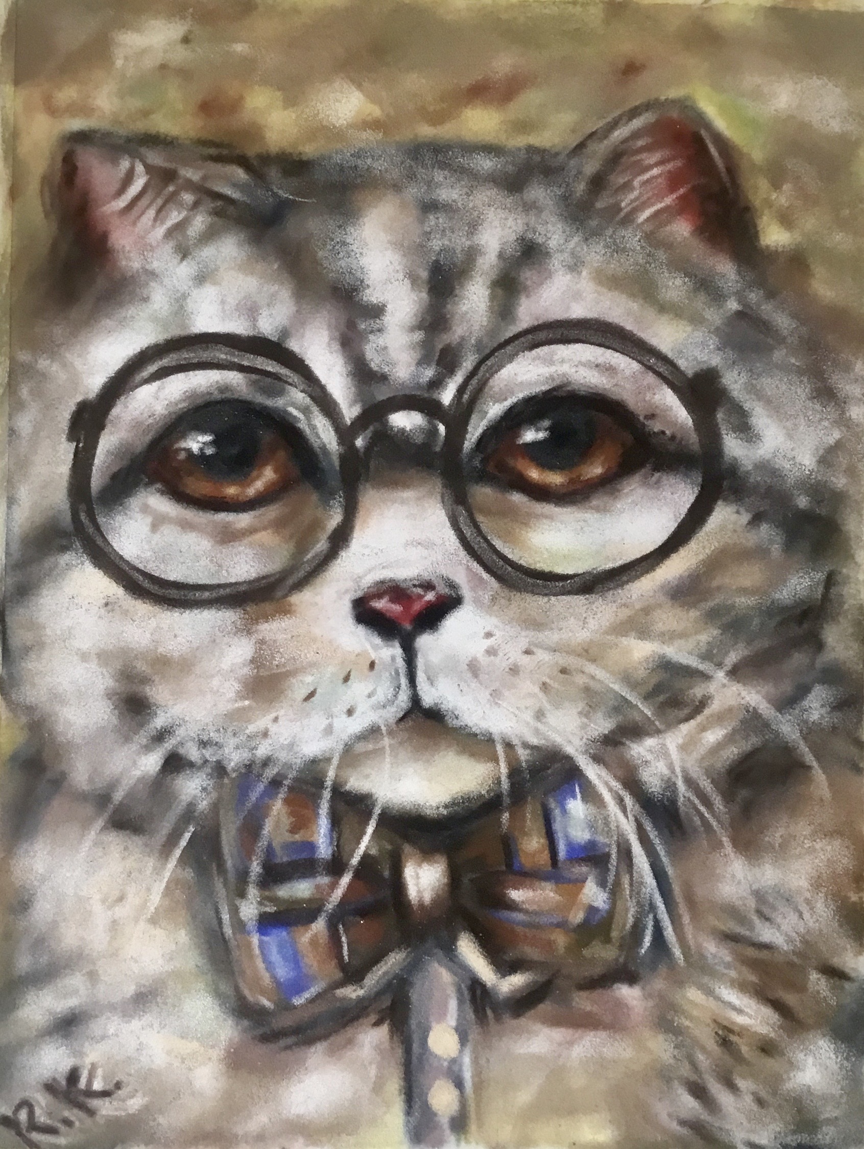 Leopold-cat in glasses painting