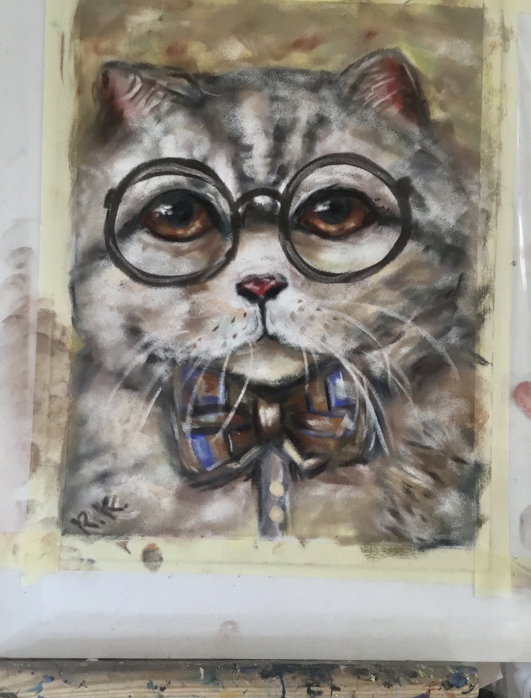 Leopold-cat in glasses painting