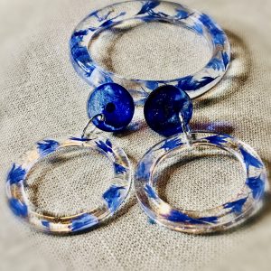 Coneflower bangle & earrings jewellery set