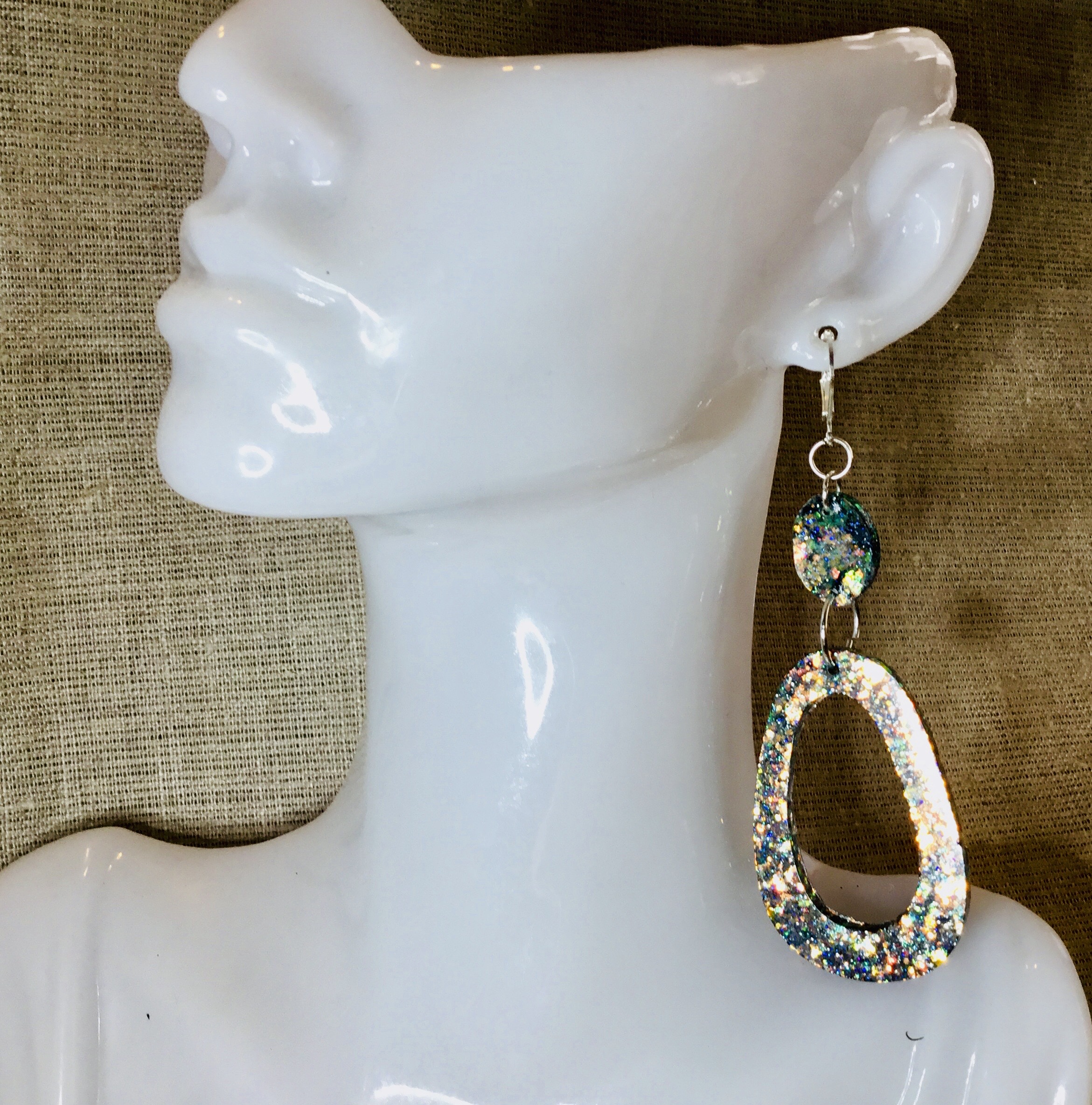 Customized green bangle & earrings set