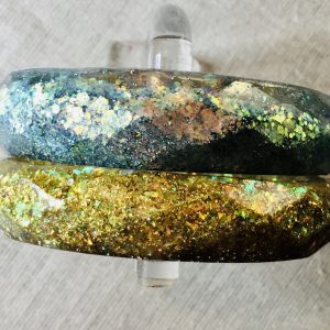 Set of 2 golden glitter resin bangles