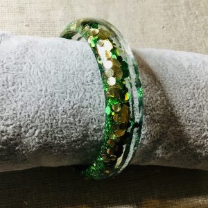 Customized green glitter jewelry set