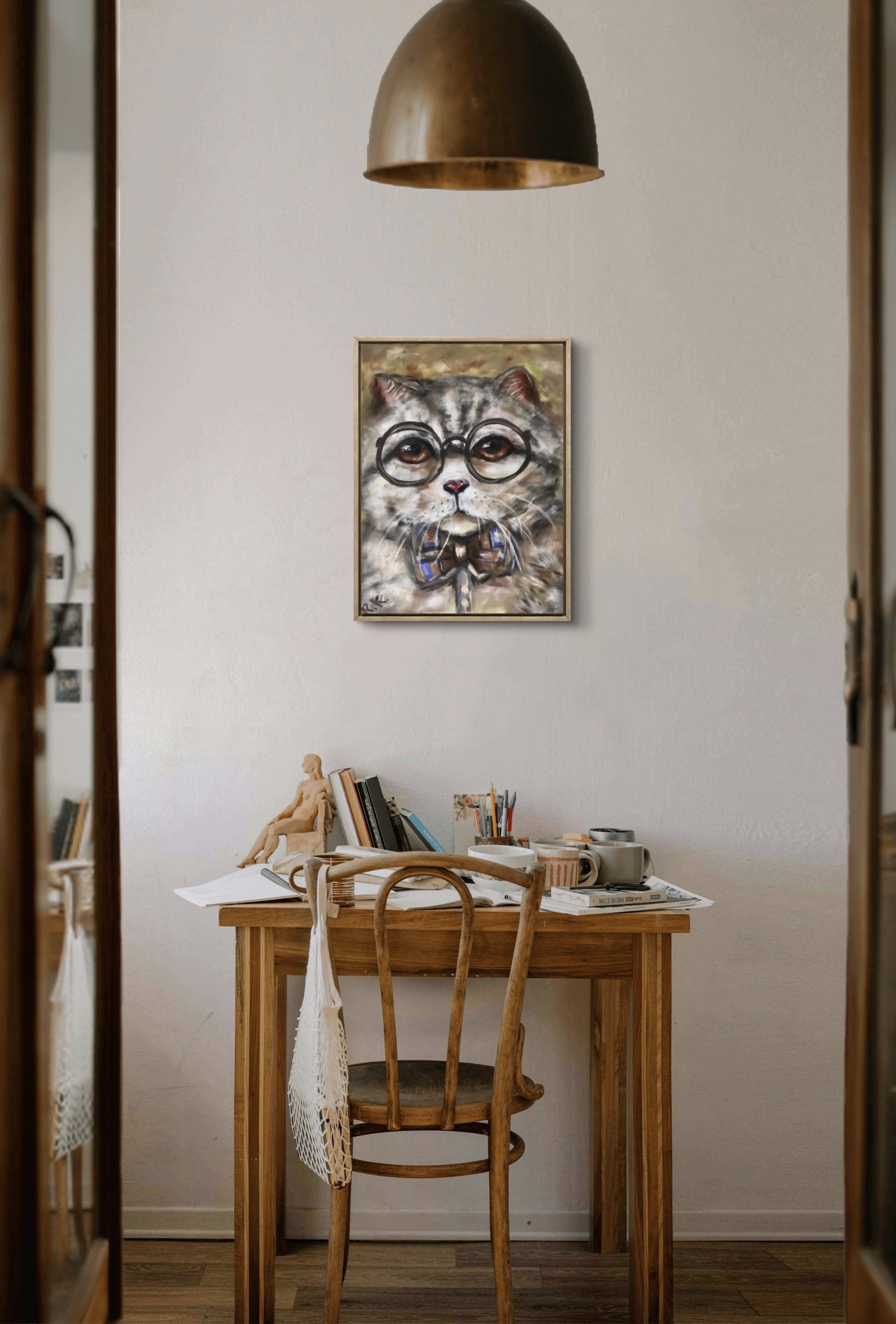 Leopold-cat in glasses painting