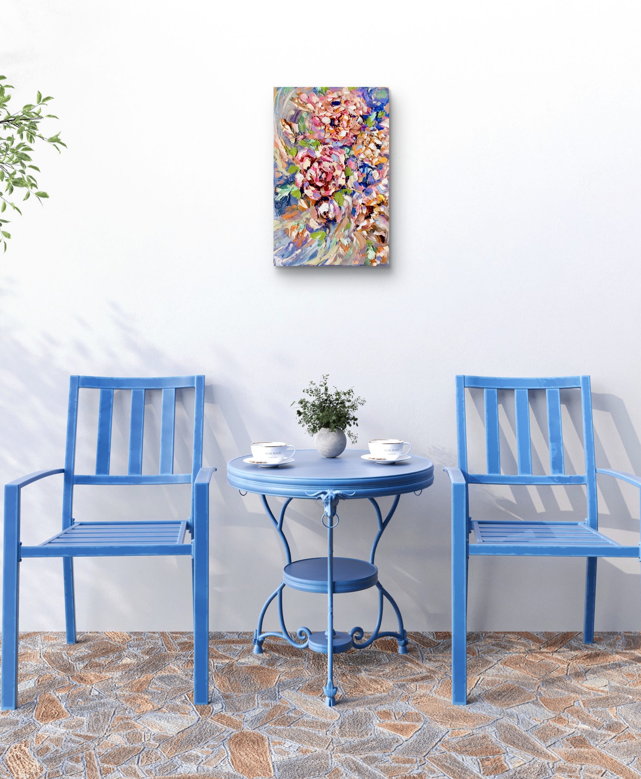 Colorful Flowers Impasto Painting – Original Textured Floral Artwork on 3D Canvas.