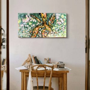 Colorful Dragonfly Abstract Painting, Mixed Media Nature Artwork
