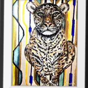 Baby Leopard on Art Deco Background – 3D Canvas Painting