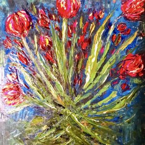 Dancing Tulips – Original Oil Painting on Canvas Board