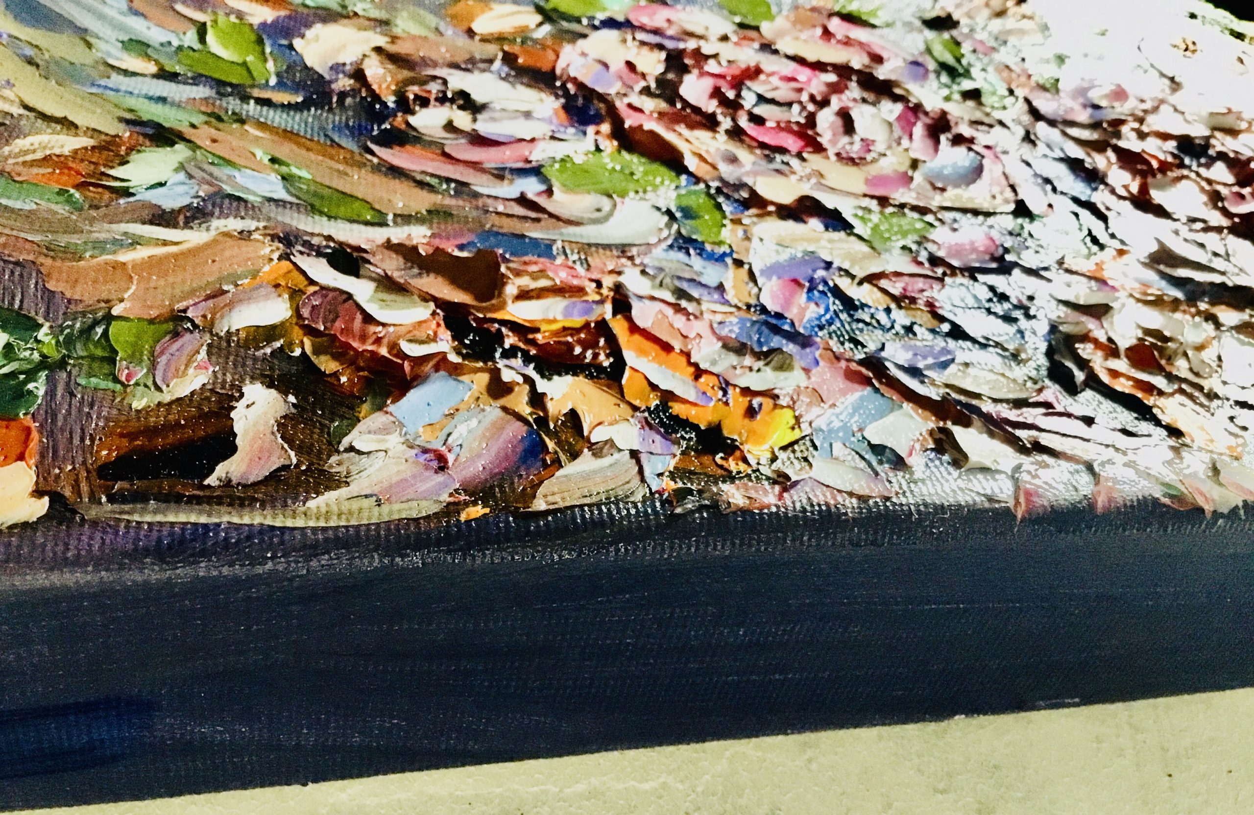Colorful Flowers Impasto Painting – Original Textured Floral Artwork on 3D Canvas.