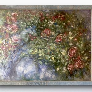 original oil painting, impasto oil painting, palette knife art, textured oil painting, floral oil painting, roses painting, moonlight art, romantic wall art, garden painting, nature inspired art, dreamy artwork, bohemian decor, vintage style art, handmade painting, fine art canvas, contemporary floral art, artistic home decor, emotional artwork, modern impressionism, large wall art, art collectors gift, feminine interior art, artistic texture painting, expressive brushwork, original art for sale, gift for her, anniversary gift art, wedding gift art, unique floral painting, peaceful art scene