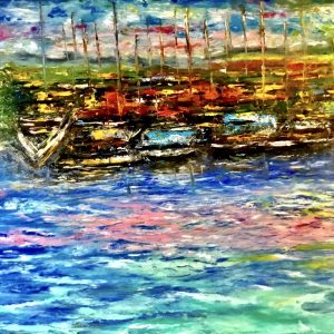 Sunset Lake Norway Original Oil Painting - Scandinavian Nature Wall Art,