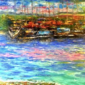 Sunset Lake Norway Original Oil Painting - Scandinavian Nature Wall Art,
