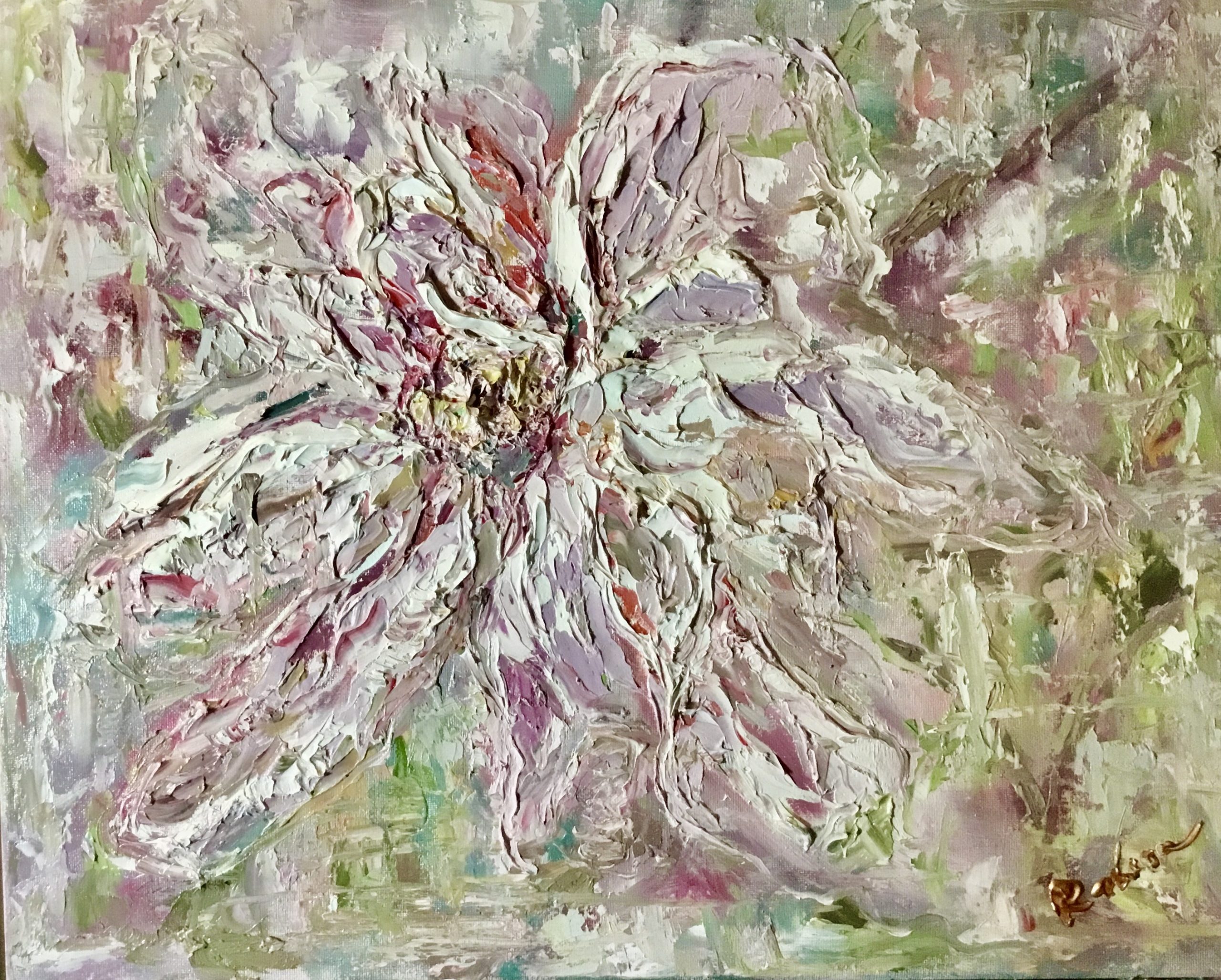 White Magnolia Veil – Original Textured Oil Painting on Canvas