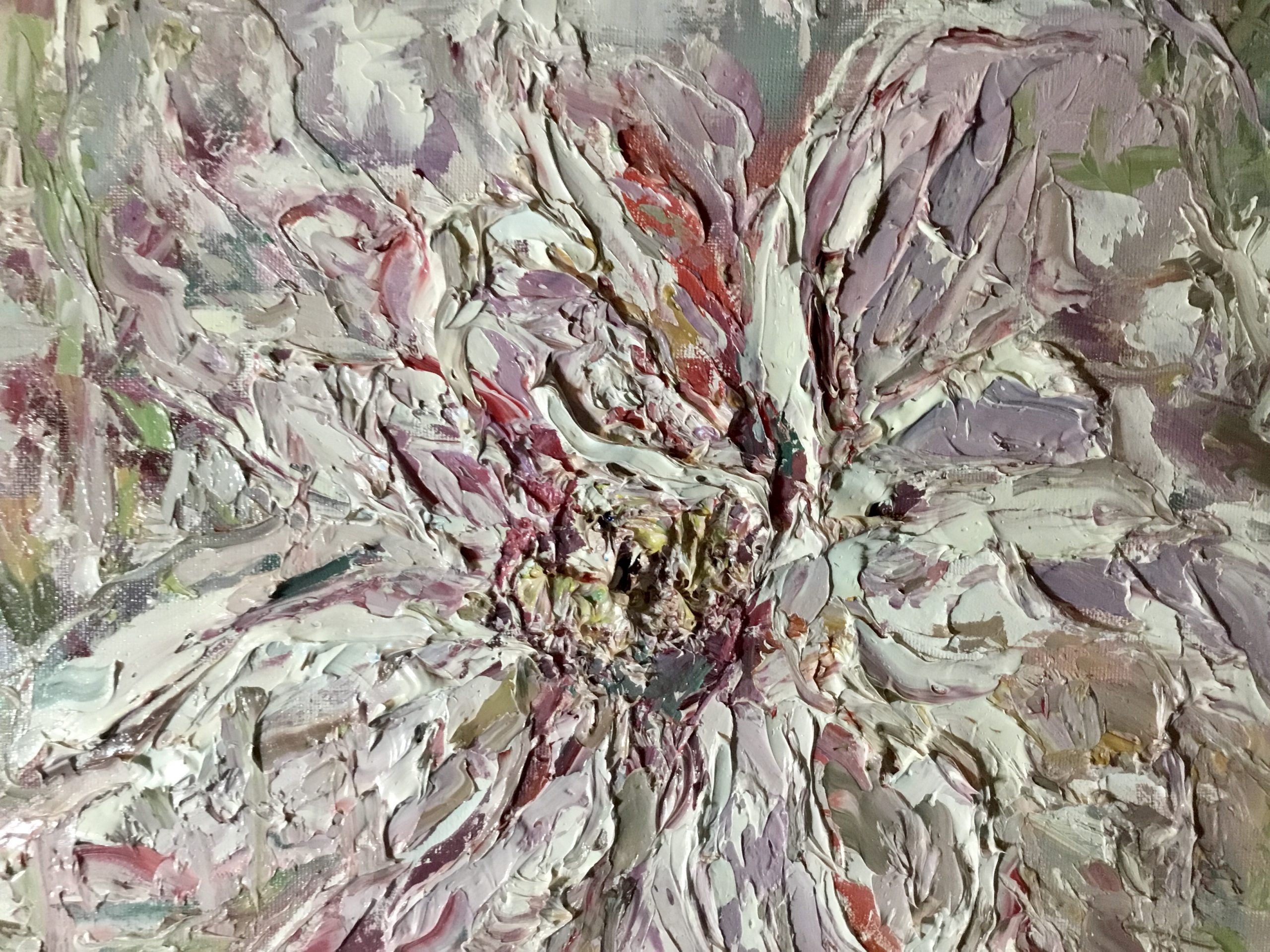 White Magnolia Veil – Original Textured Oil Painting on Canvas