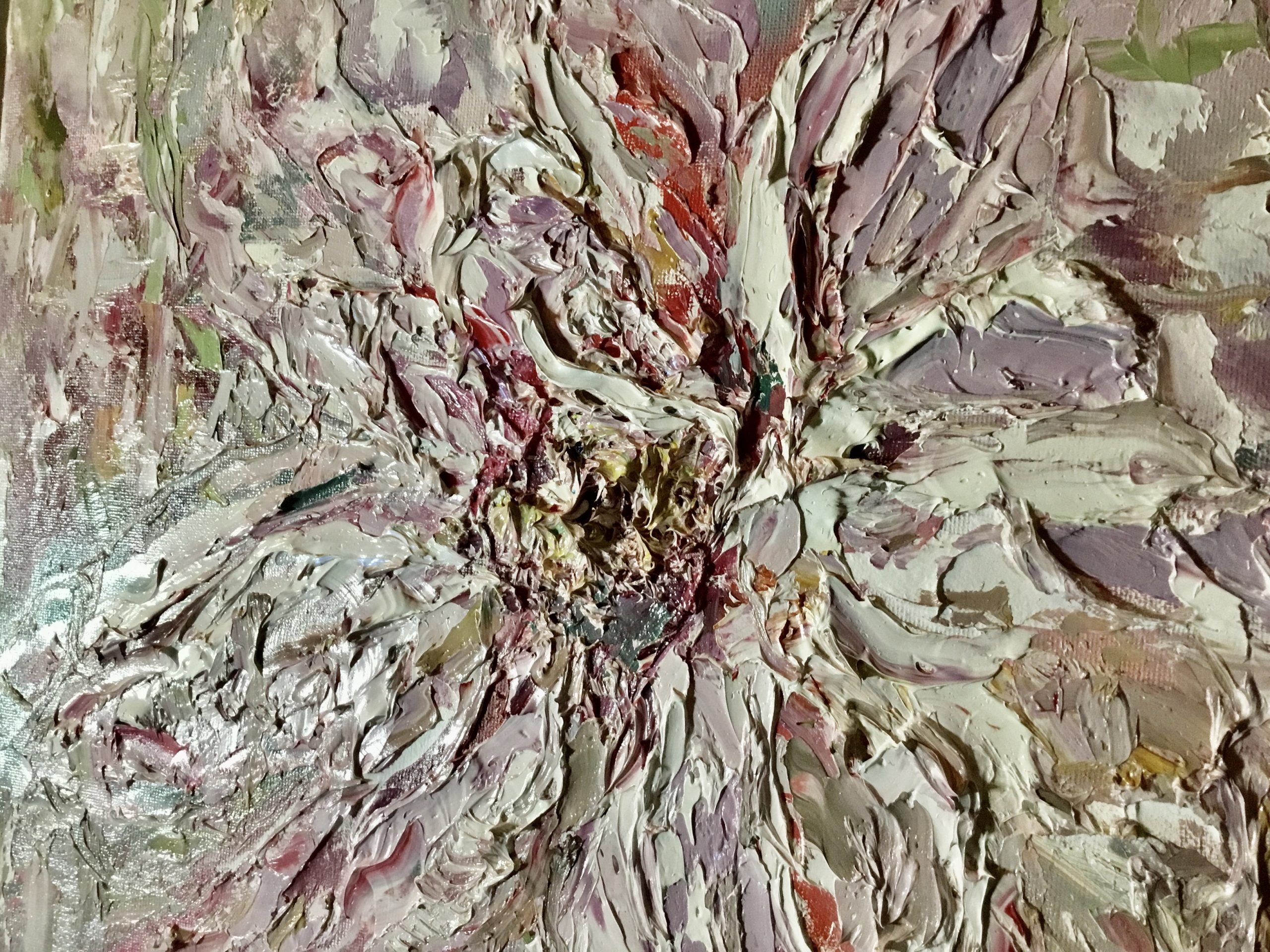 White Magnolia Veil – Original Textured Oil Painting on Canvas