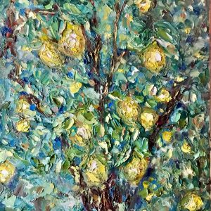 Citrus Garden Lemon Tree Textured Oil Painting