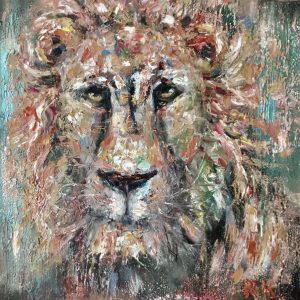 “Silent King” – Original Lion Textured Acrylic & Oil Painting on 3D Canvas (50x50 cm)