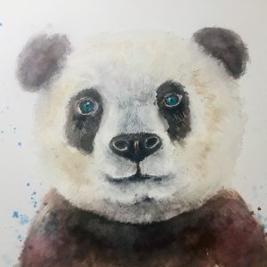 Gentle Eyes of the Panda – Original Watercolor Portrait
