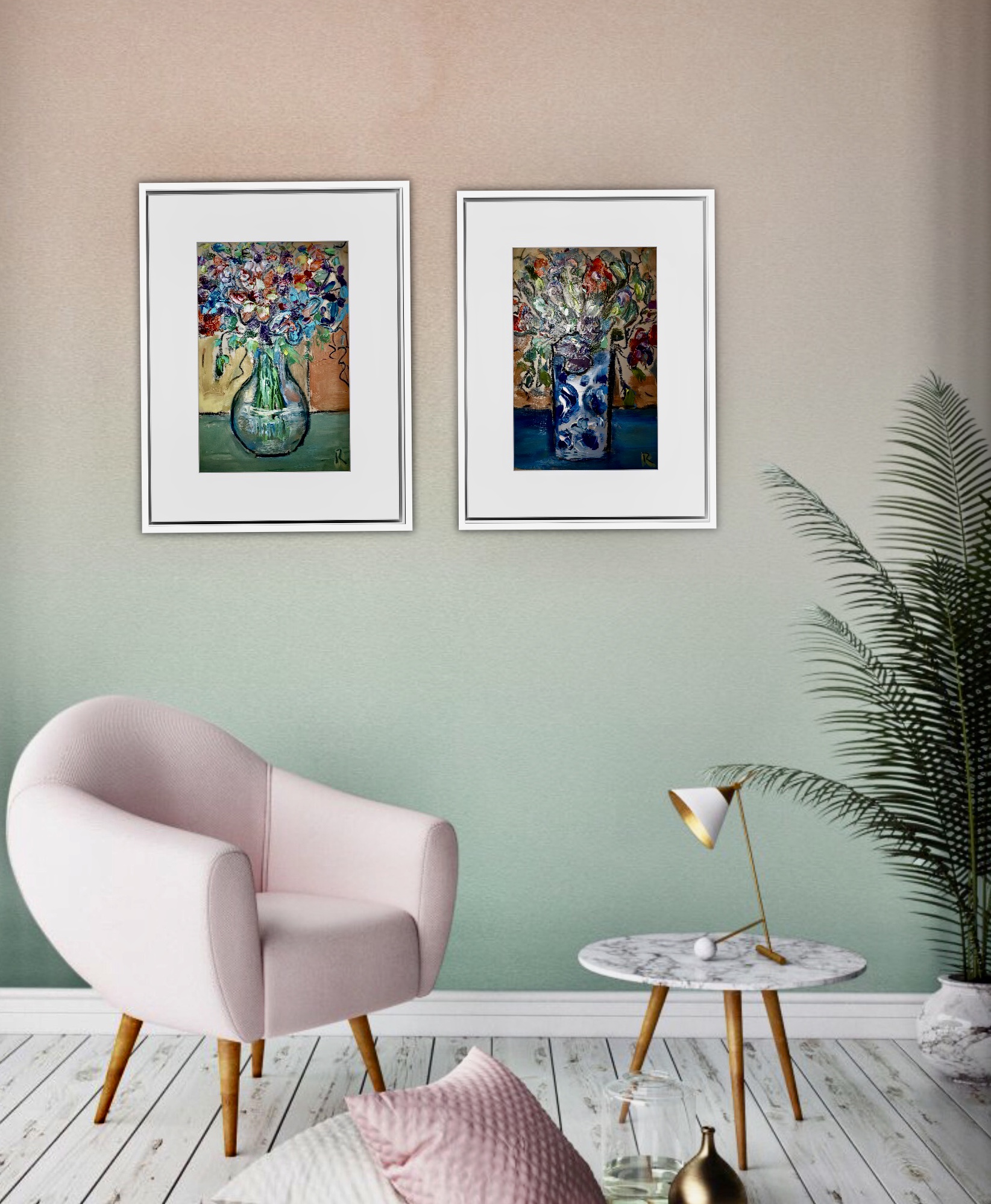 Garden Echoes – Diptych Original oil painting