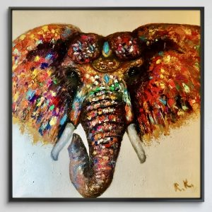 Bright Guardian – Textured Oil Elephant Painting