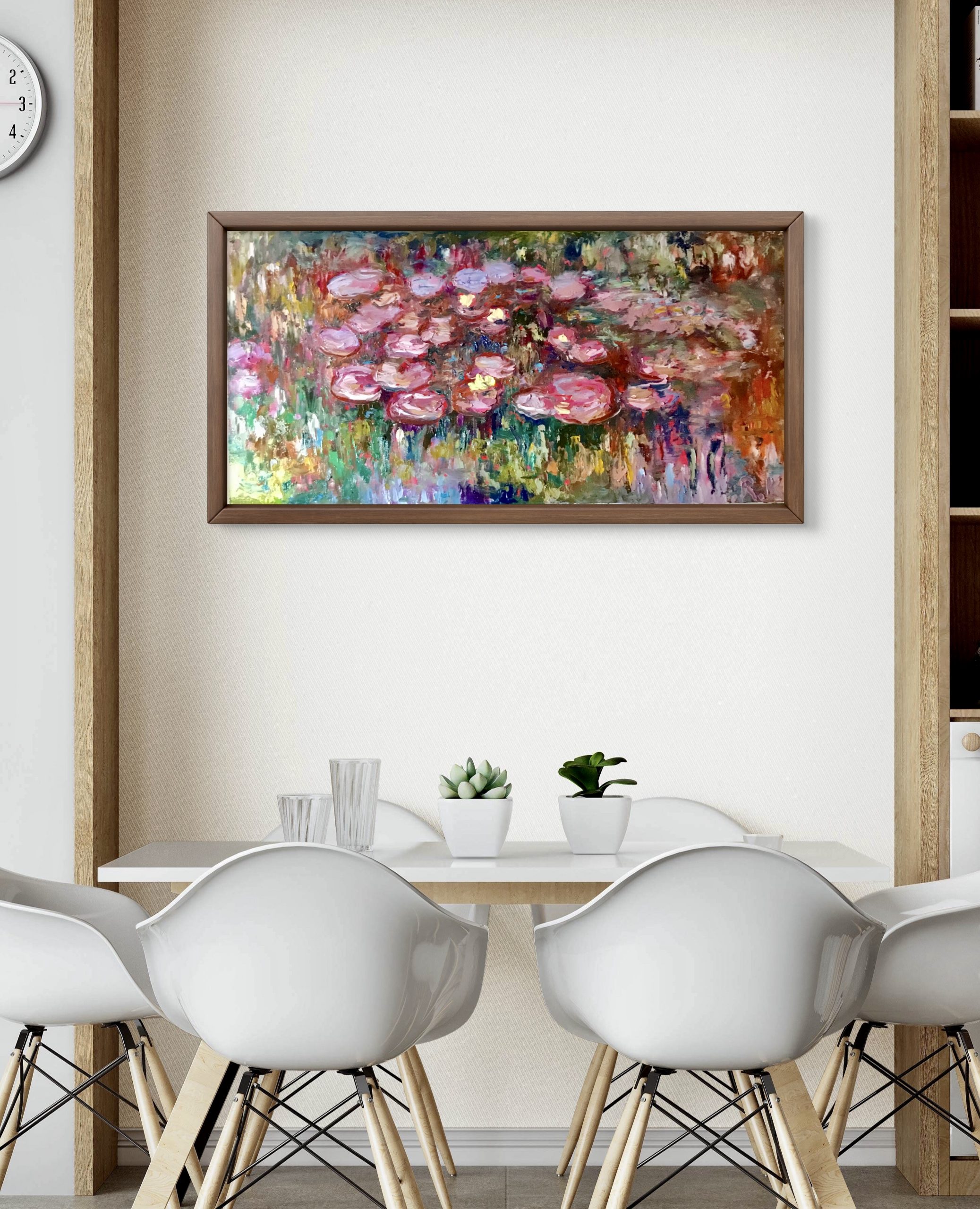 Secret of Pink Waterlilies Original Oil Painting