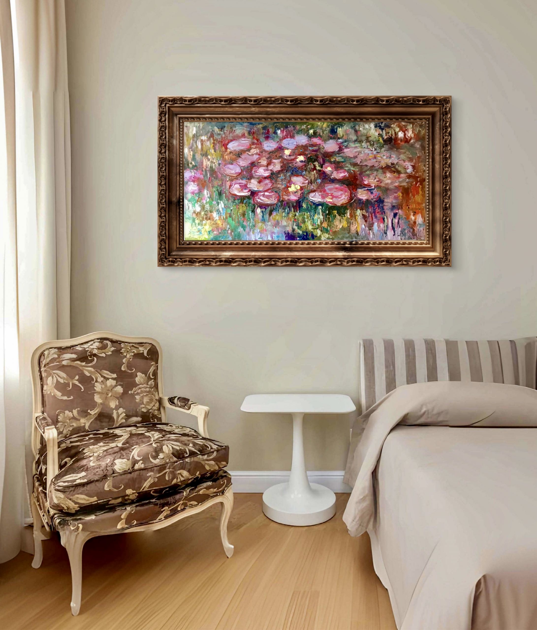 Secret of Pink Waterlilies Original Oil Painting