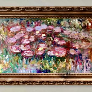 Secret of Pink Waterlilies Original Oil Painting