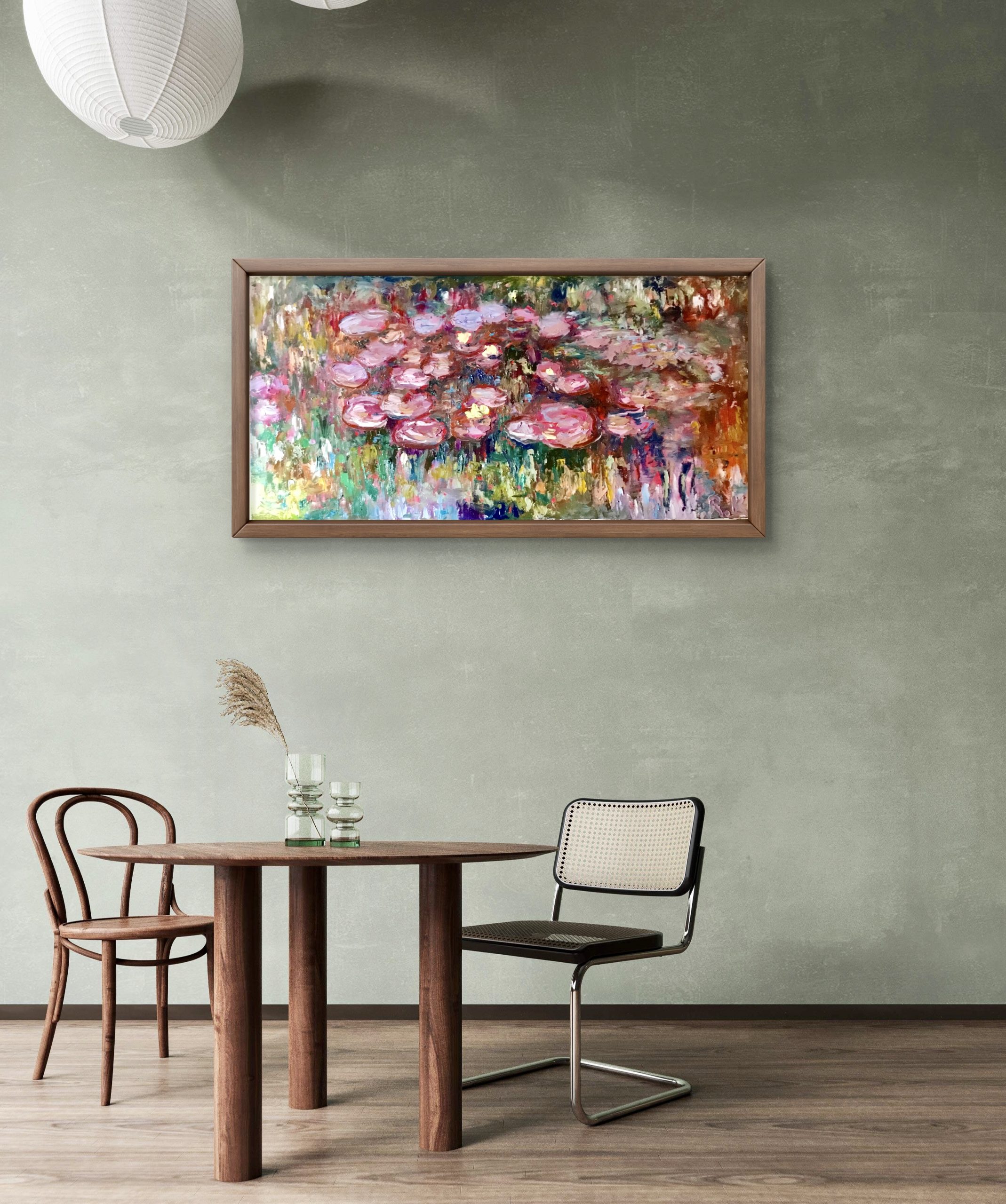 Secret of Pink Waterlilies Original Oil Painting