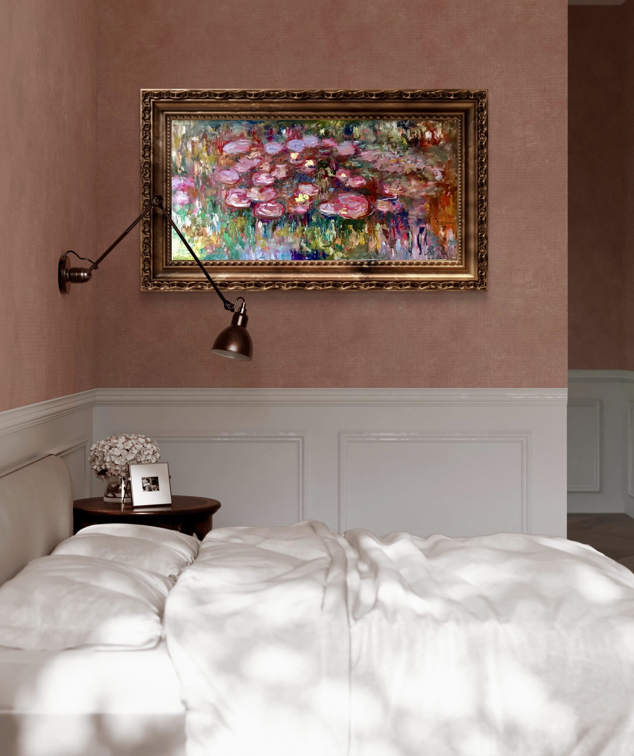 Secret of Pink Waterlilies Original Oil Painting