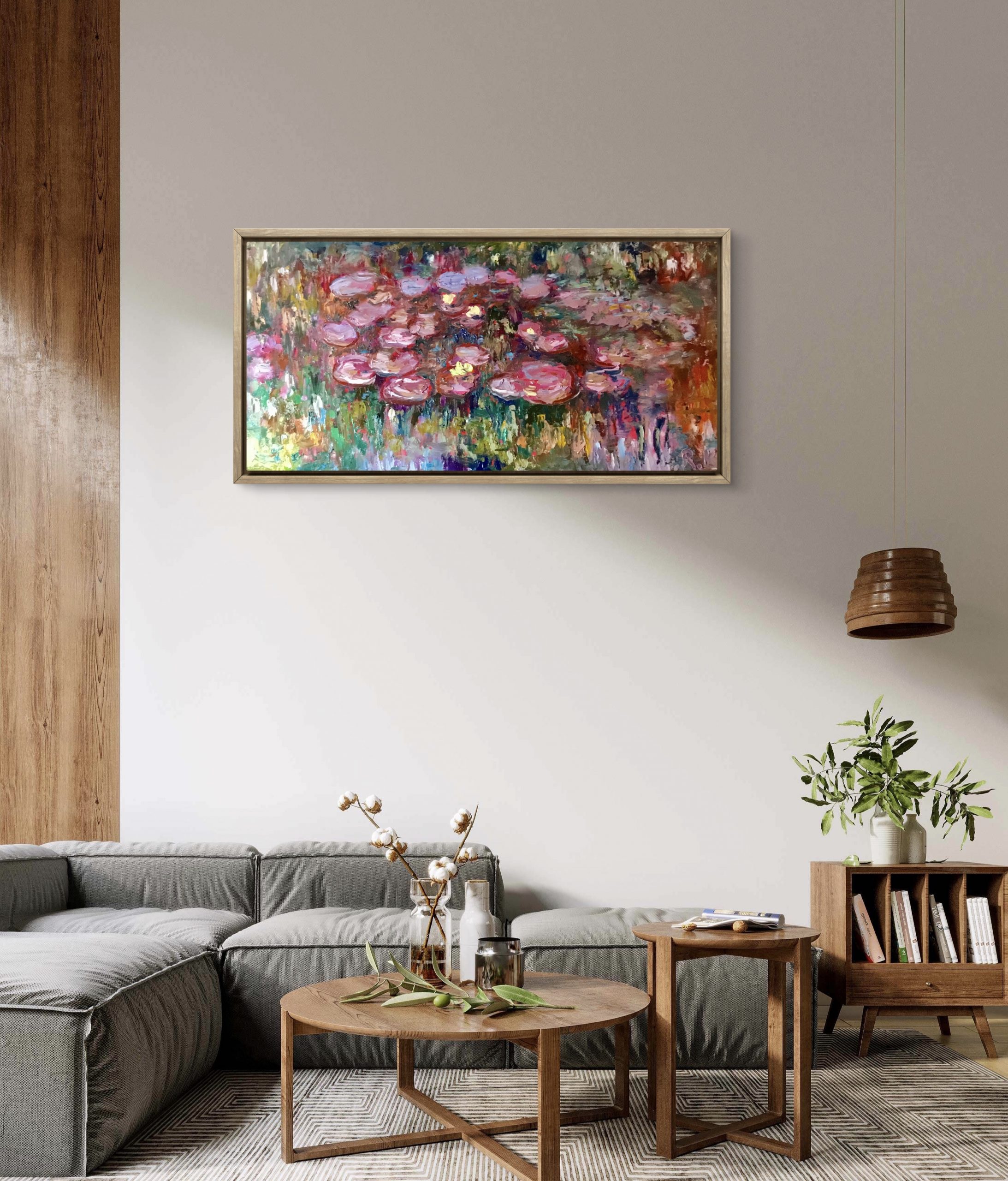 Secret of Pink Waterlilies Original Oil Painting