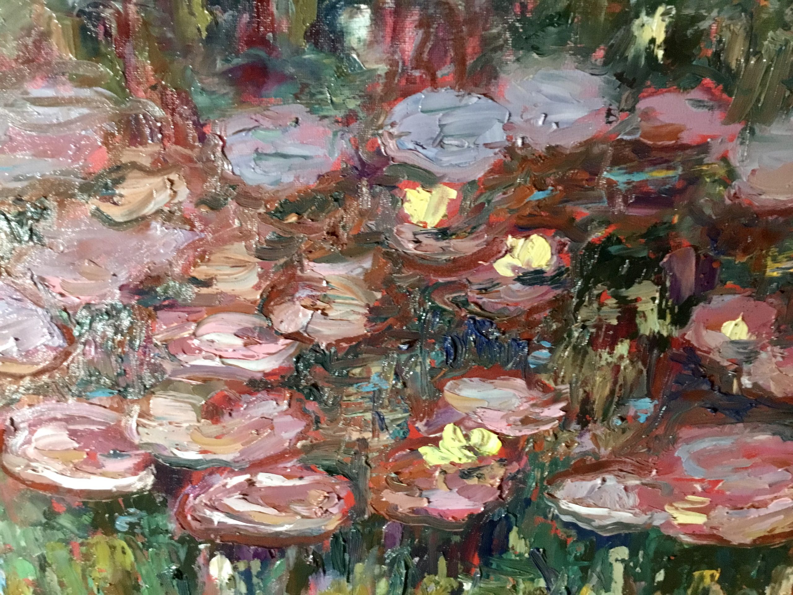 Secret of Pink Waterlilies Original Oil Painting