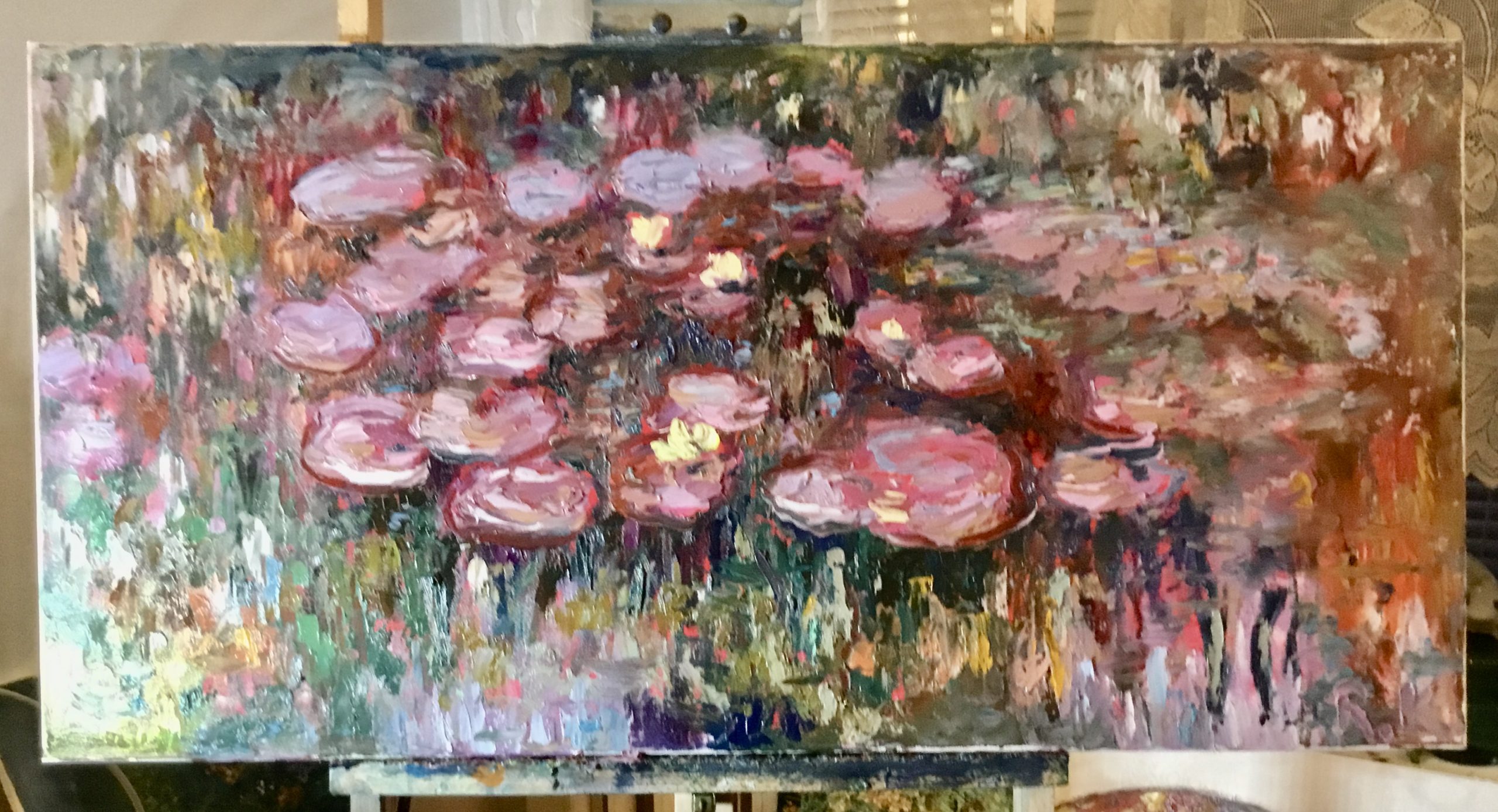 Secret of Pink Waterlilies Original Oil Painting