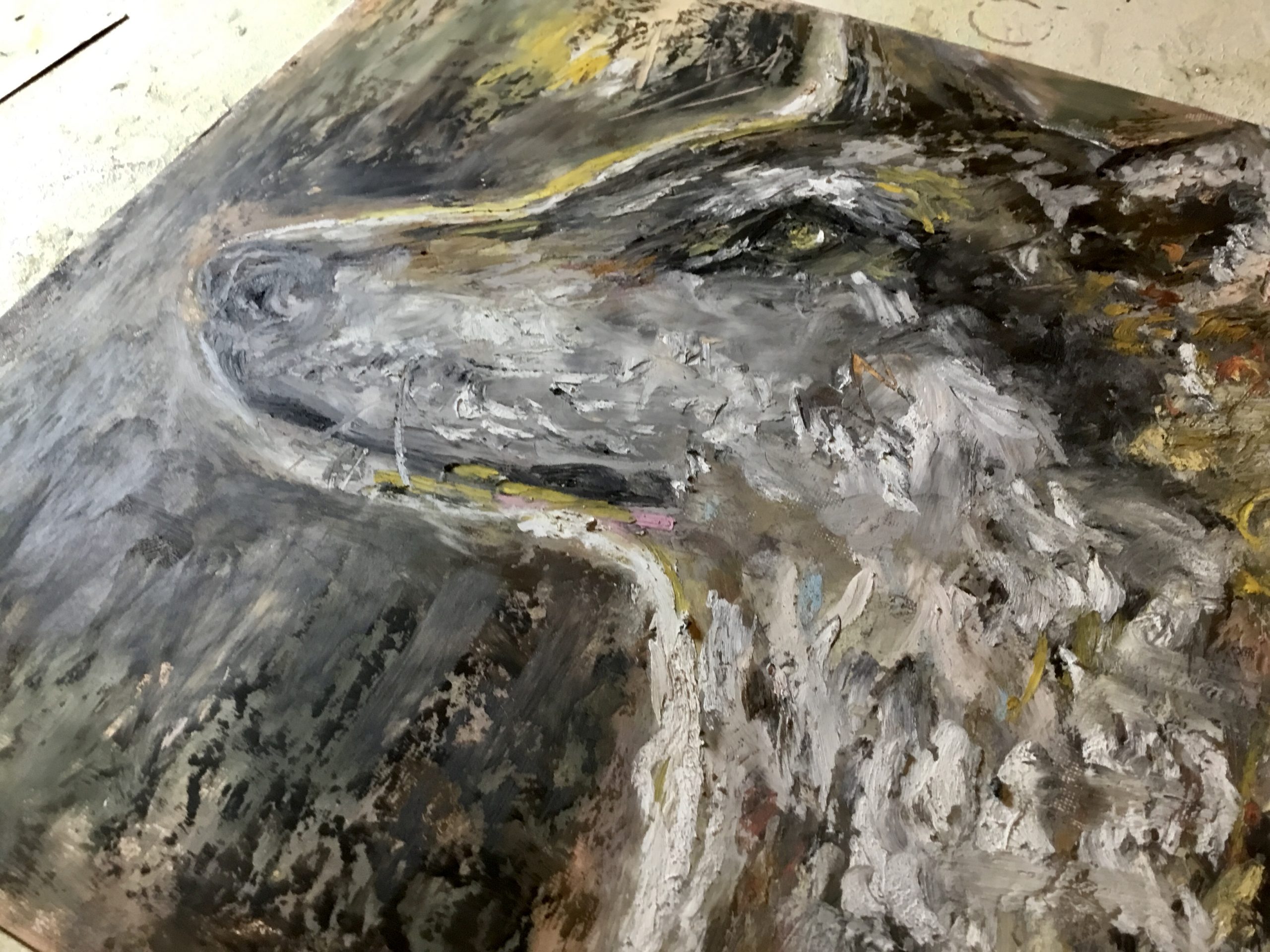 Northern Breath Original Oil Pastel Drawing on Paper