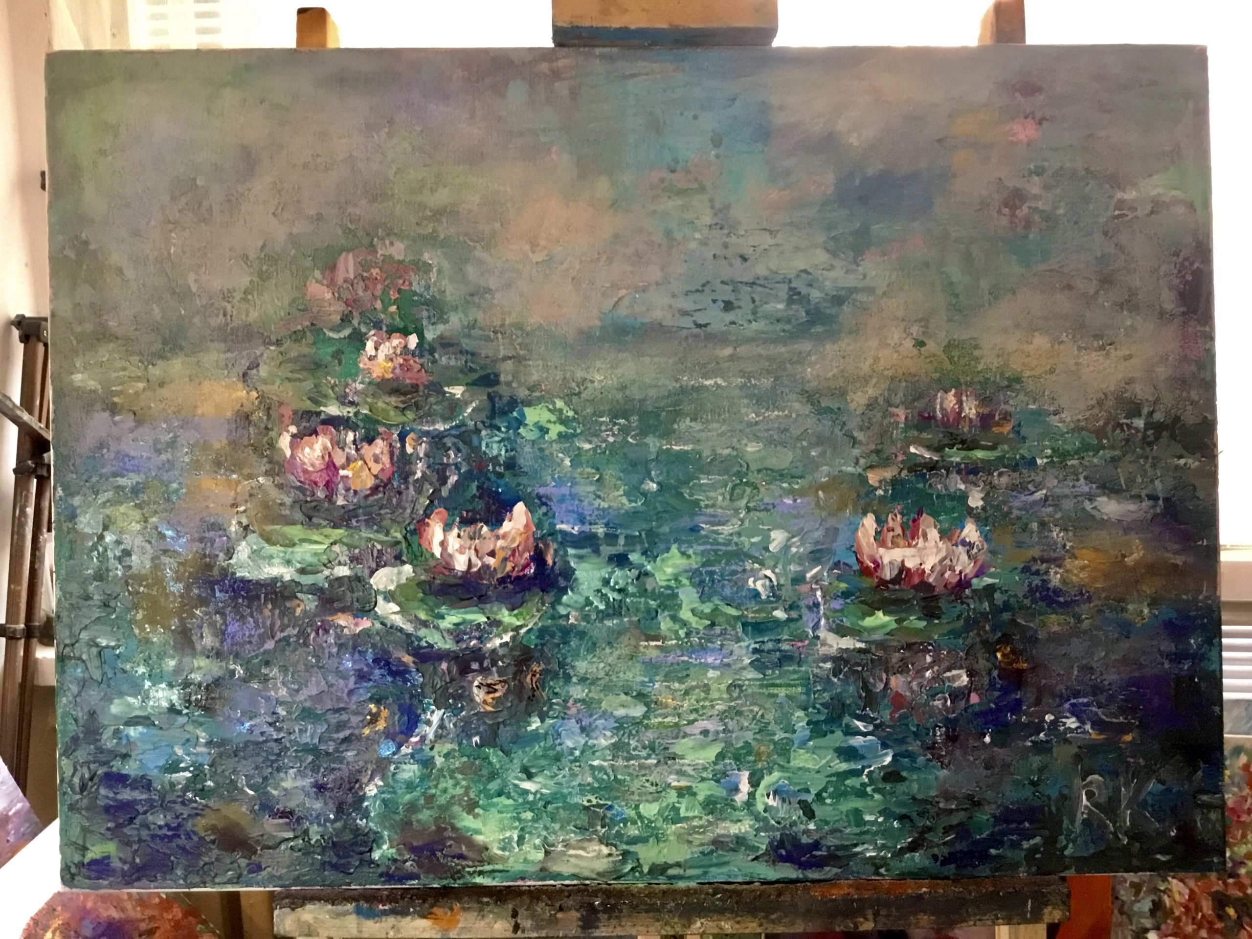 Where Time Rests – Original Textured Water Lily Painting