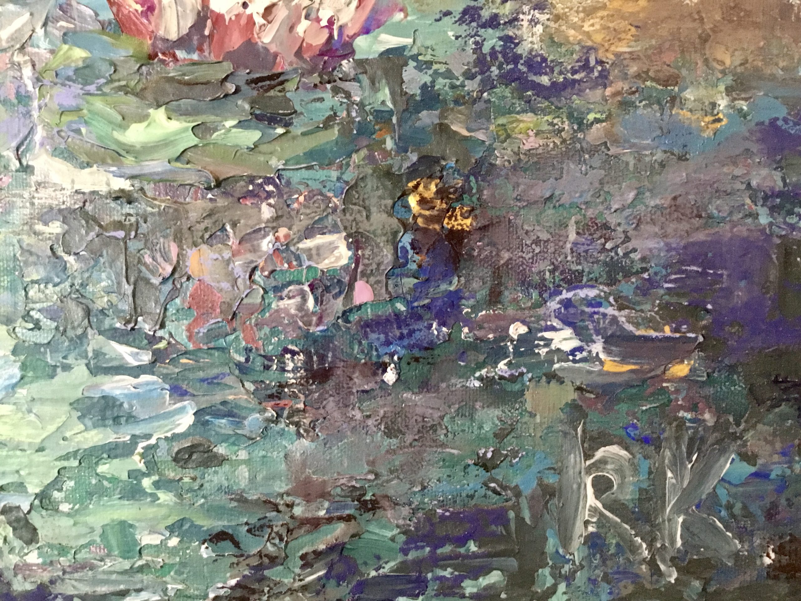 Where Time Rests – Original Textured Water Lily Painting