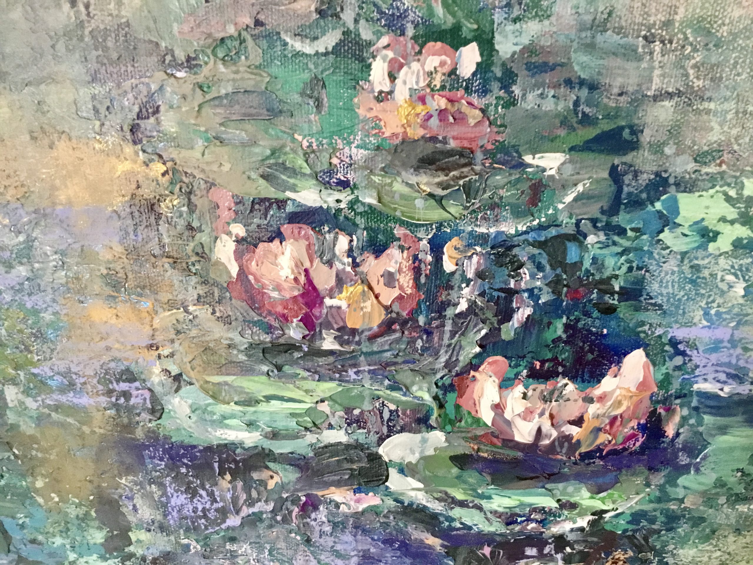 Where Time Rests – Original Textured Water Lily Painting