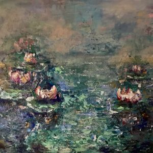 Where Time Rests – Original Textured Water Lily Painting