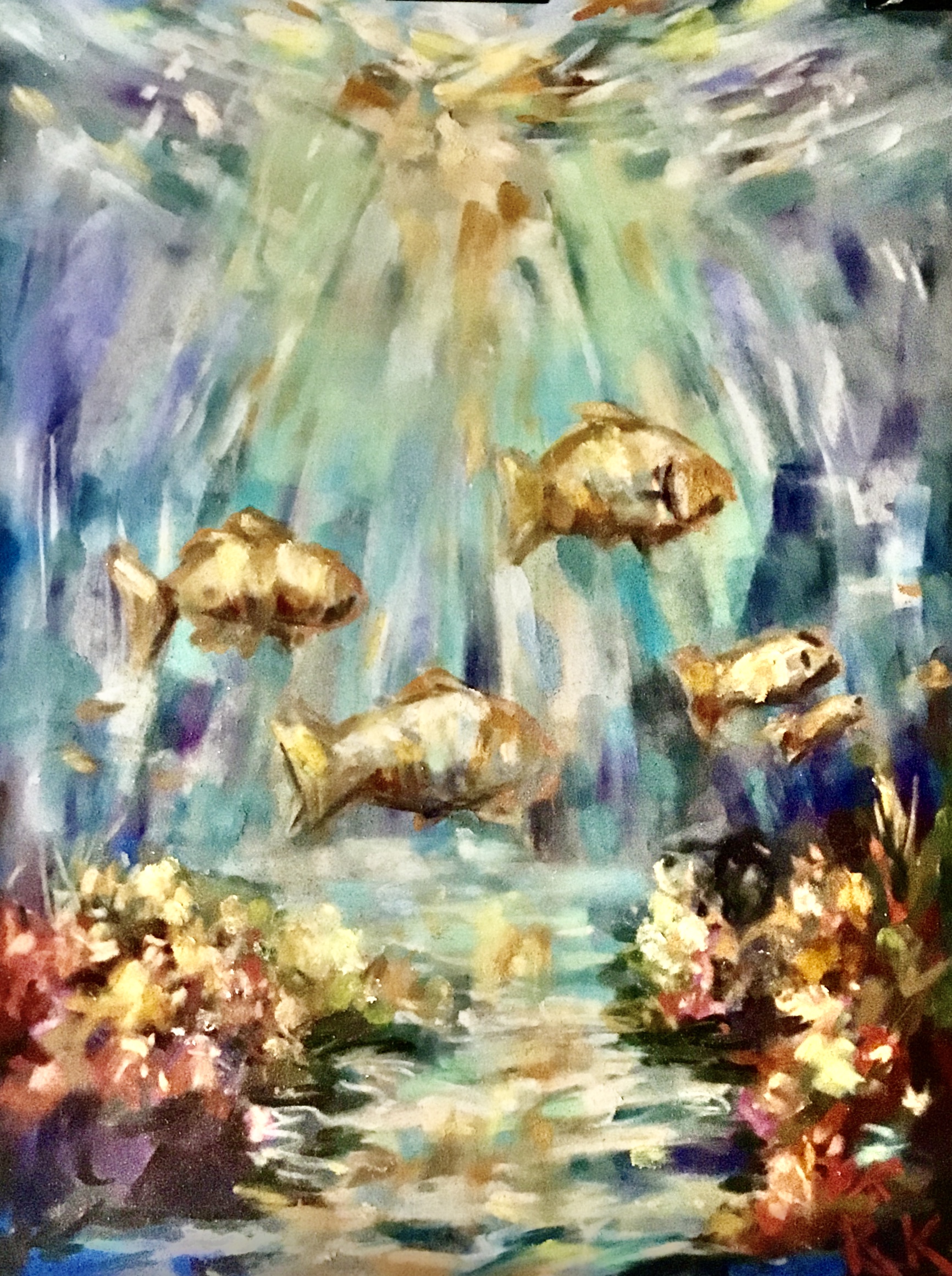 Underwater Serenity Original Soft Pastel Painting on Cardboard |