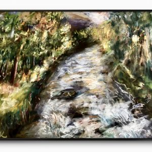 Forest River Landscape Painting Original Soft Pastel Art, Impressionist Nature Painting