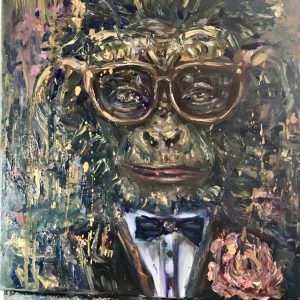 “Urban Genius Monkey” – Unique 3D Oil Painting on Canvas